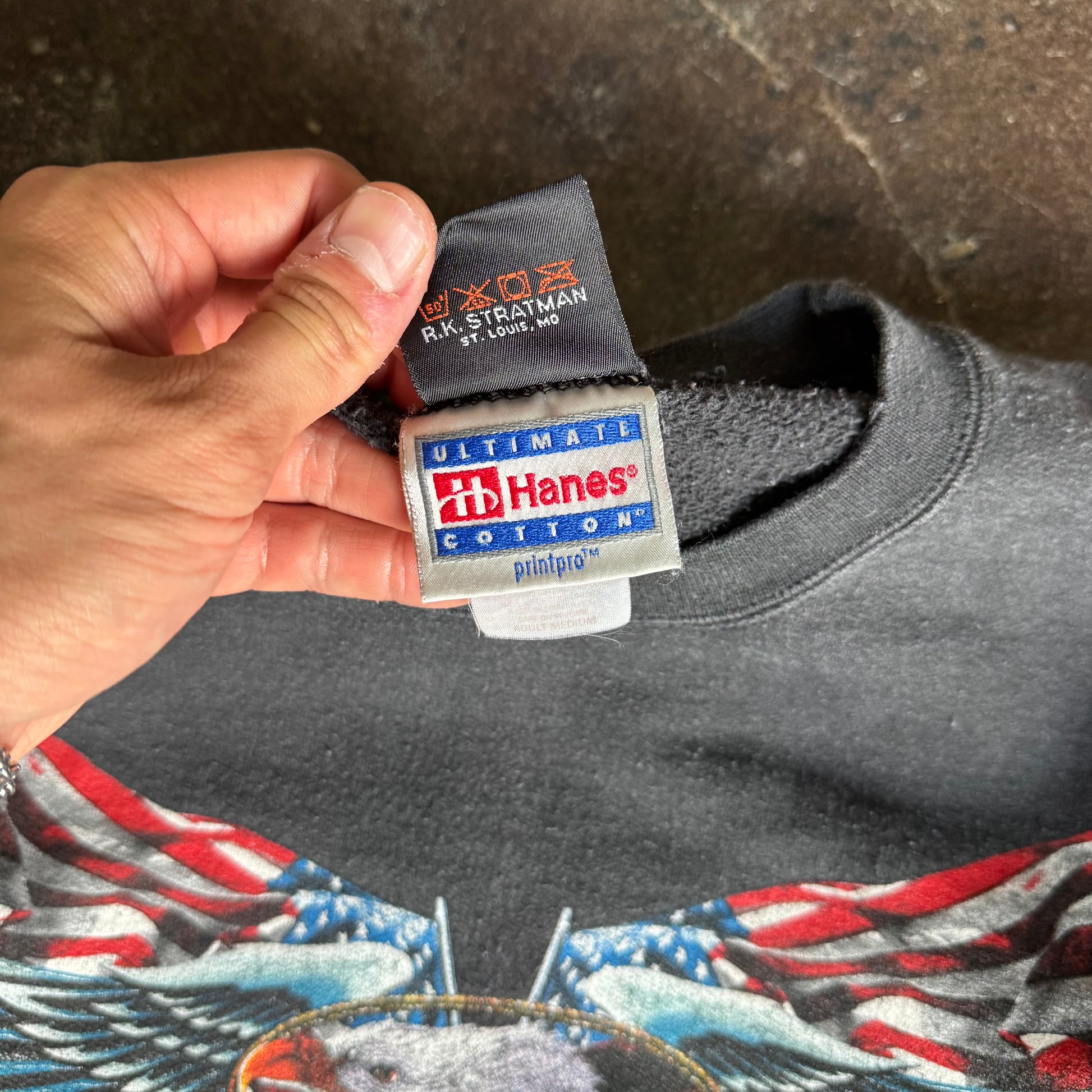 90’s Harley Flag Winged Eagle NY Sweatshirt (L)