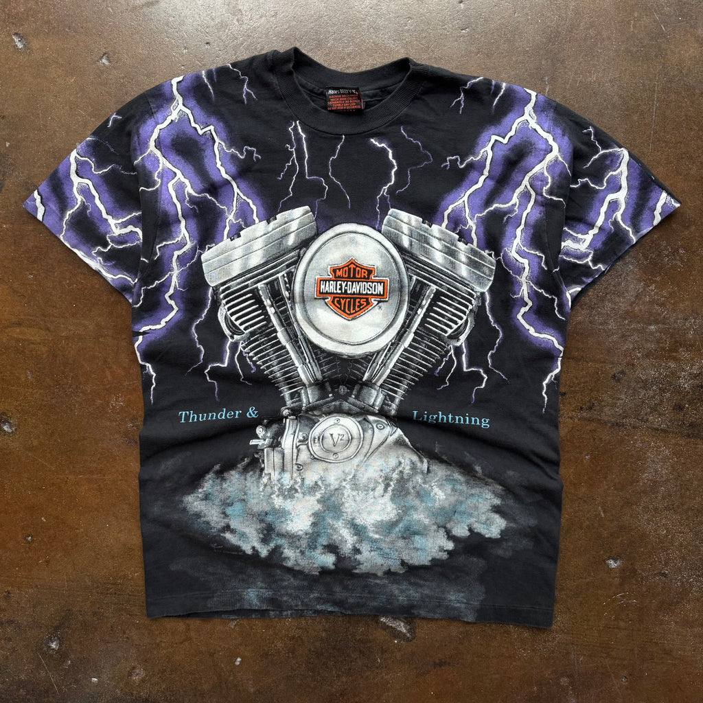 90’s Harley Thunder and Lightning AOP Tee (M/L)