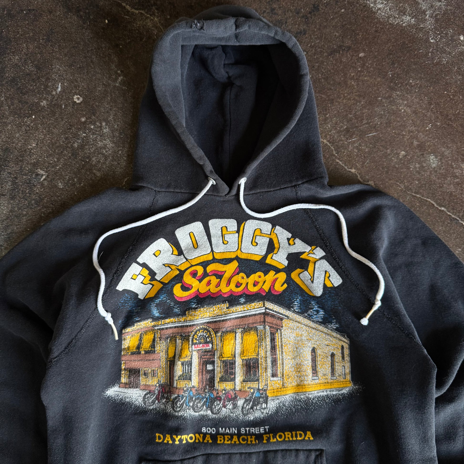 80’s Froggy’s Saloon Biker Bar Drawstring Hoodie (M)
