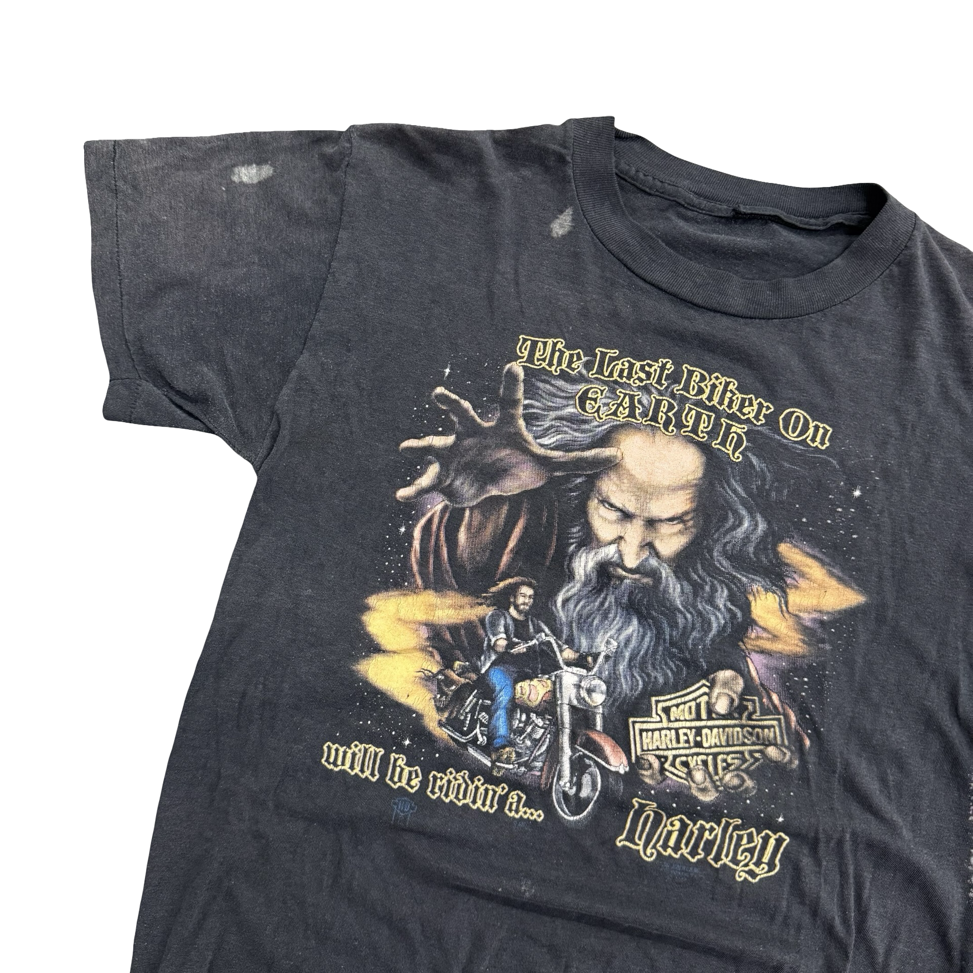 80’s Last Biker Wizard 3D Emblem Tee Size L