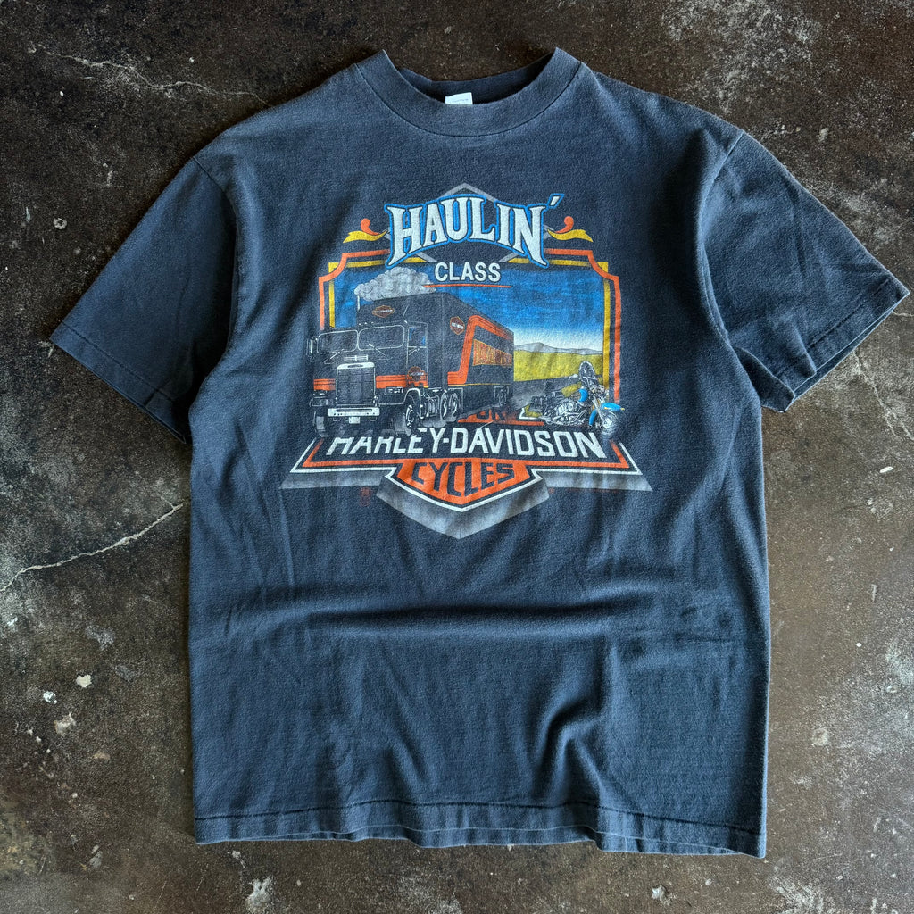 80’s Harley “Haulin’ Class” Sun Faded Trucker Tee (L)
