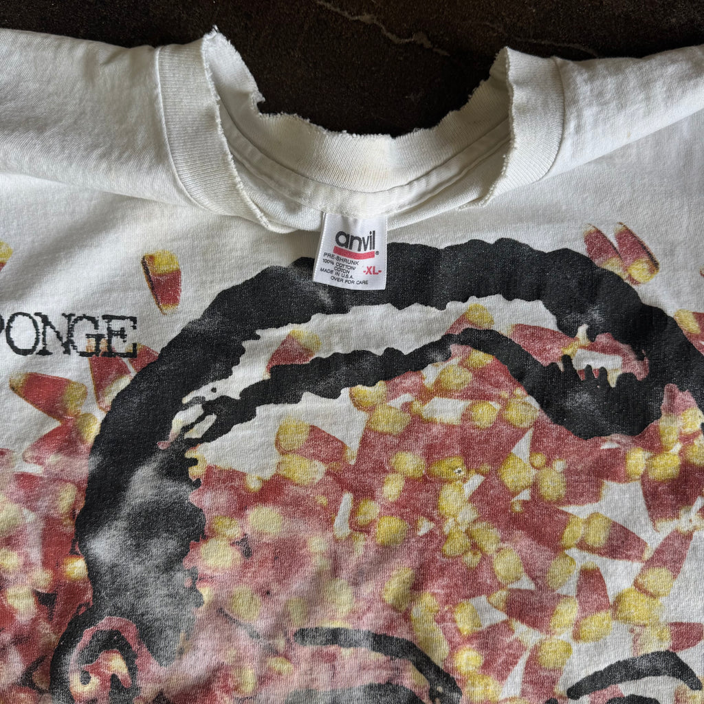 Tag detail on vintage 1990s Sponge candy corn band tee