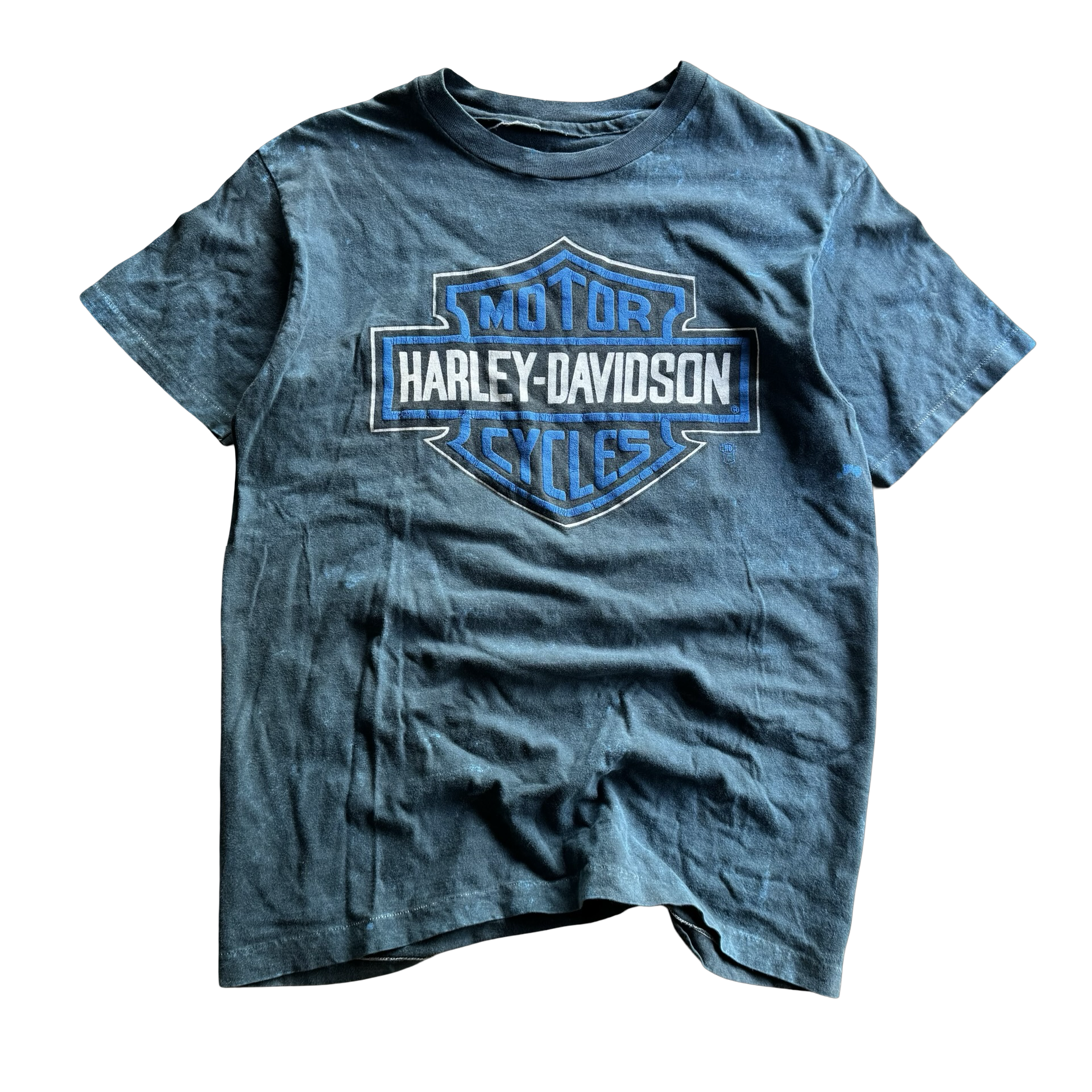 90’s Harley Blue Shield Acid Wash Tee Size L