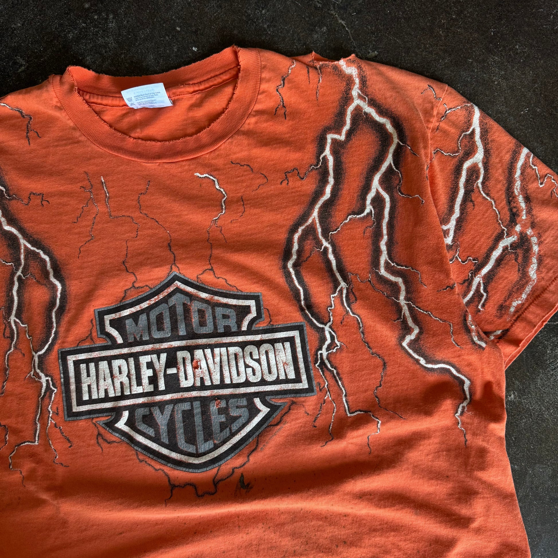 90's Harley Orange Lightning AOP Tee (XL)