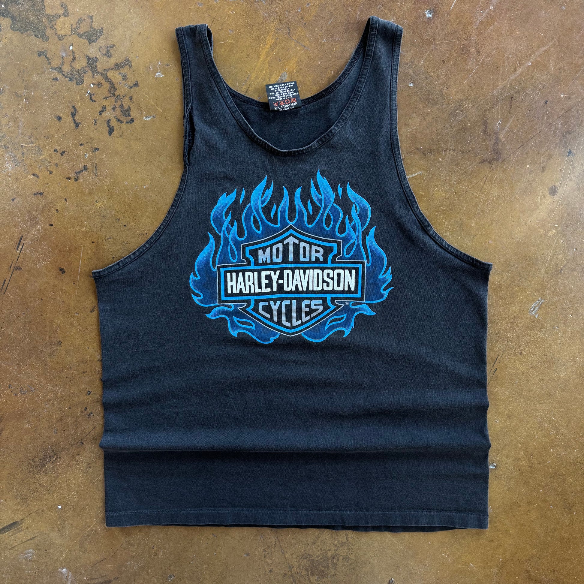 90’s Harley Blue Flame Ball Tank Top Tee (L)