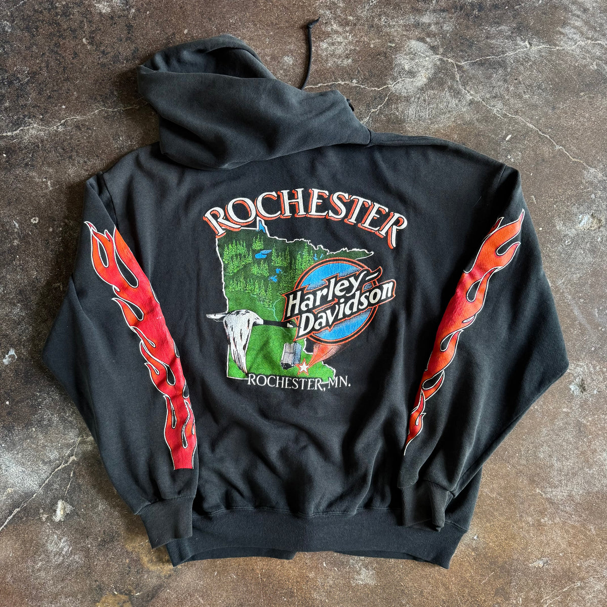 90’s Harley Untamed Flame Zip-Up Hoodie (XL)