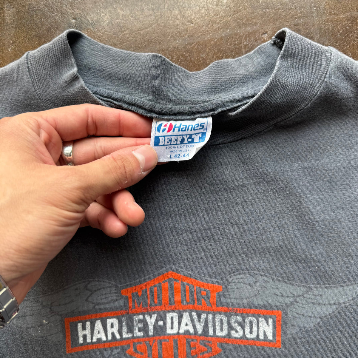 80’s Harley Wing Emblem Sun Faded Tee (L)