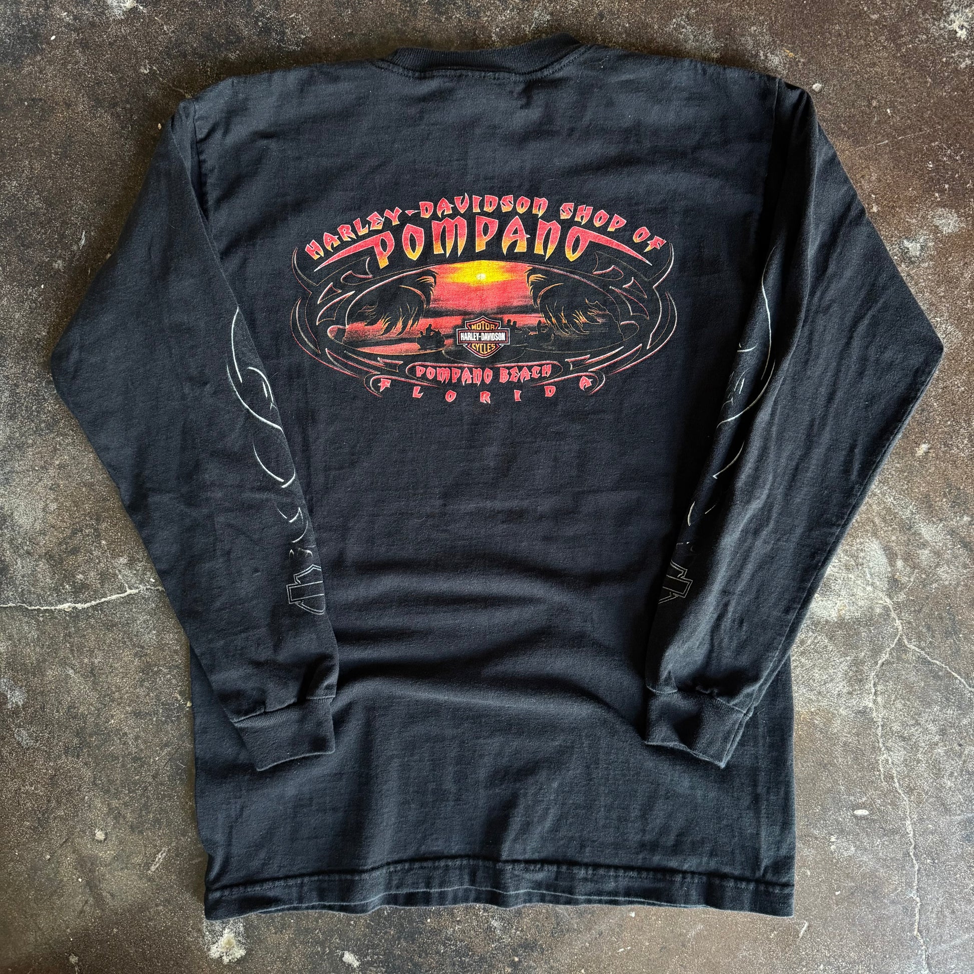 Y2K Harley Black Flames Eagle Longsleeve (M)