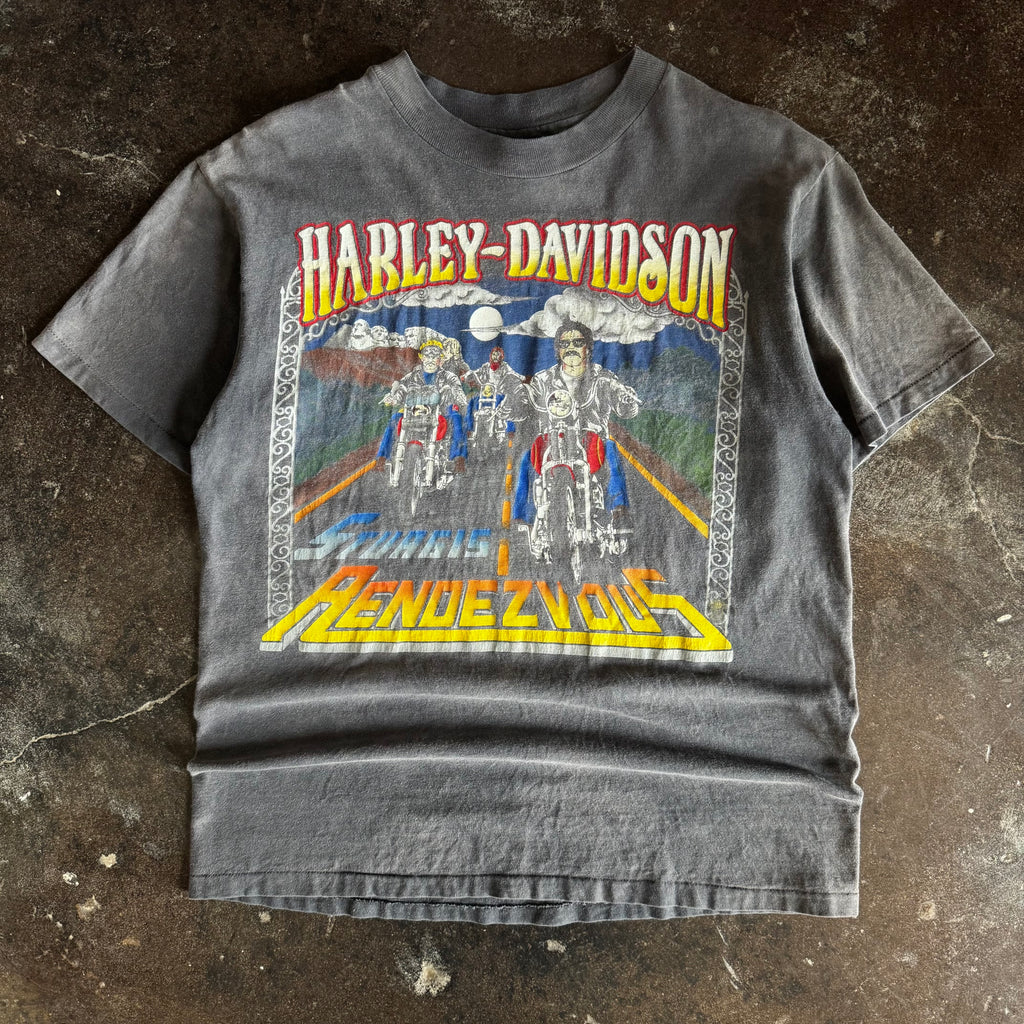 80’s Harley Rendezvous Black Hills Sun Faded Tee (L)