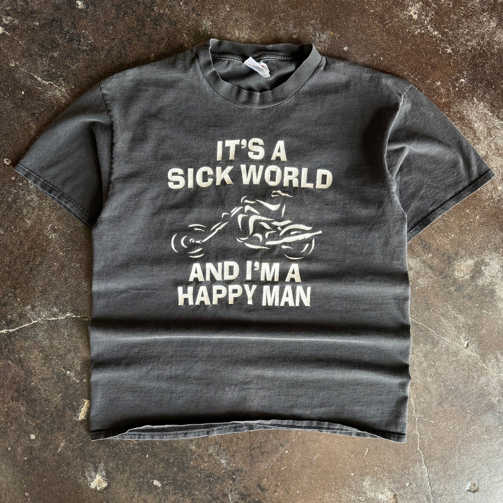 90’s “Sick World” Biker Tee (L)