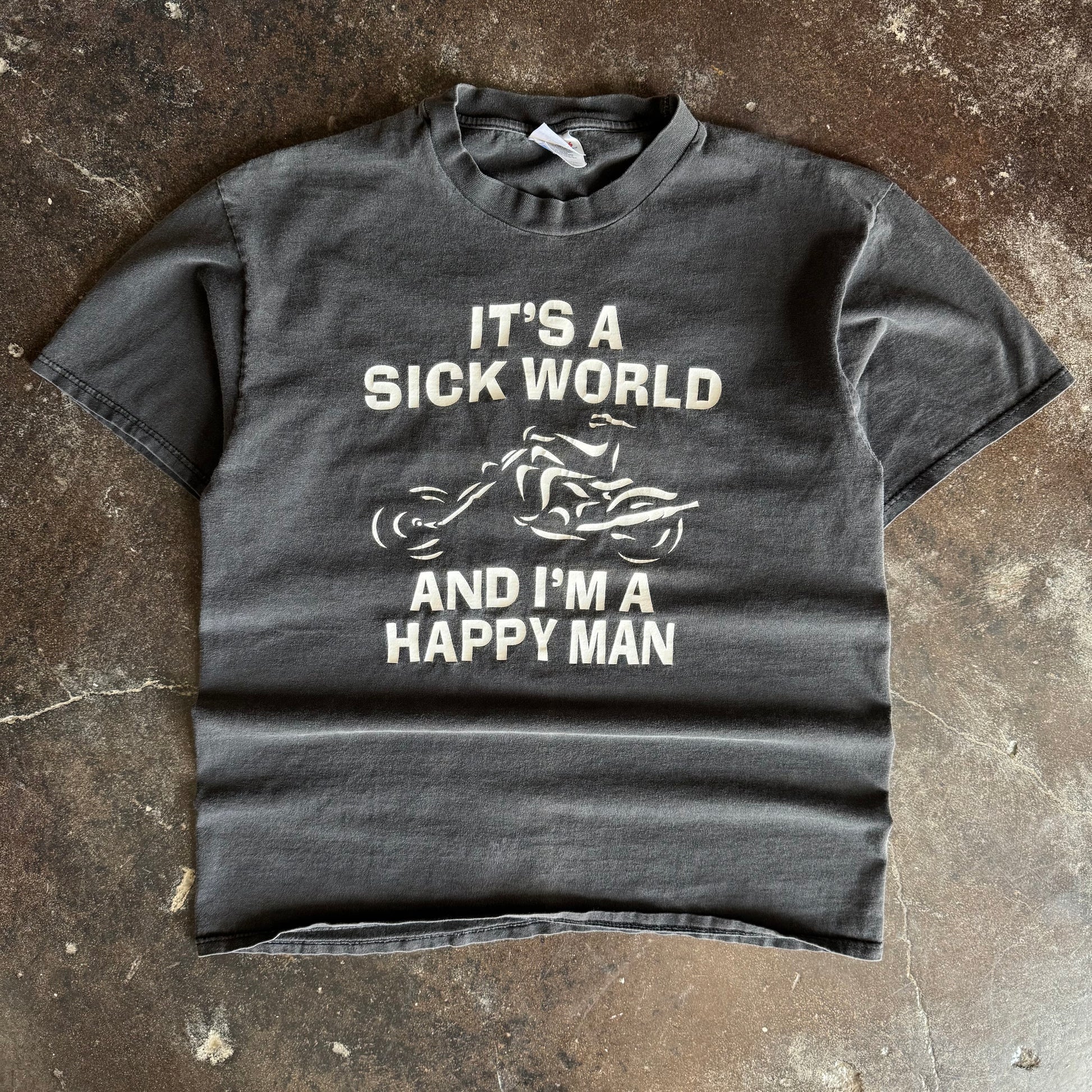 90’s “Sick World” Biker Tee (L)