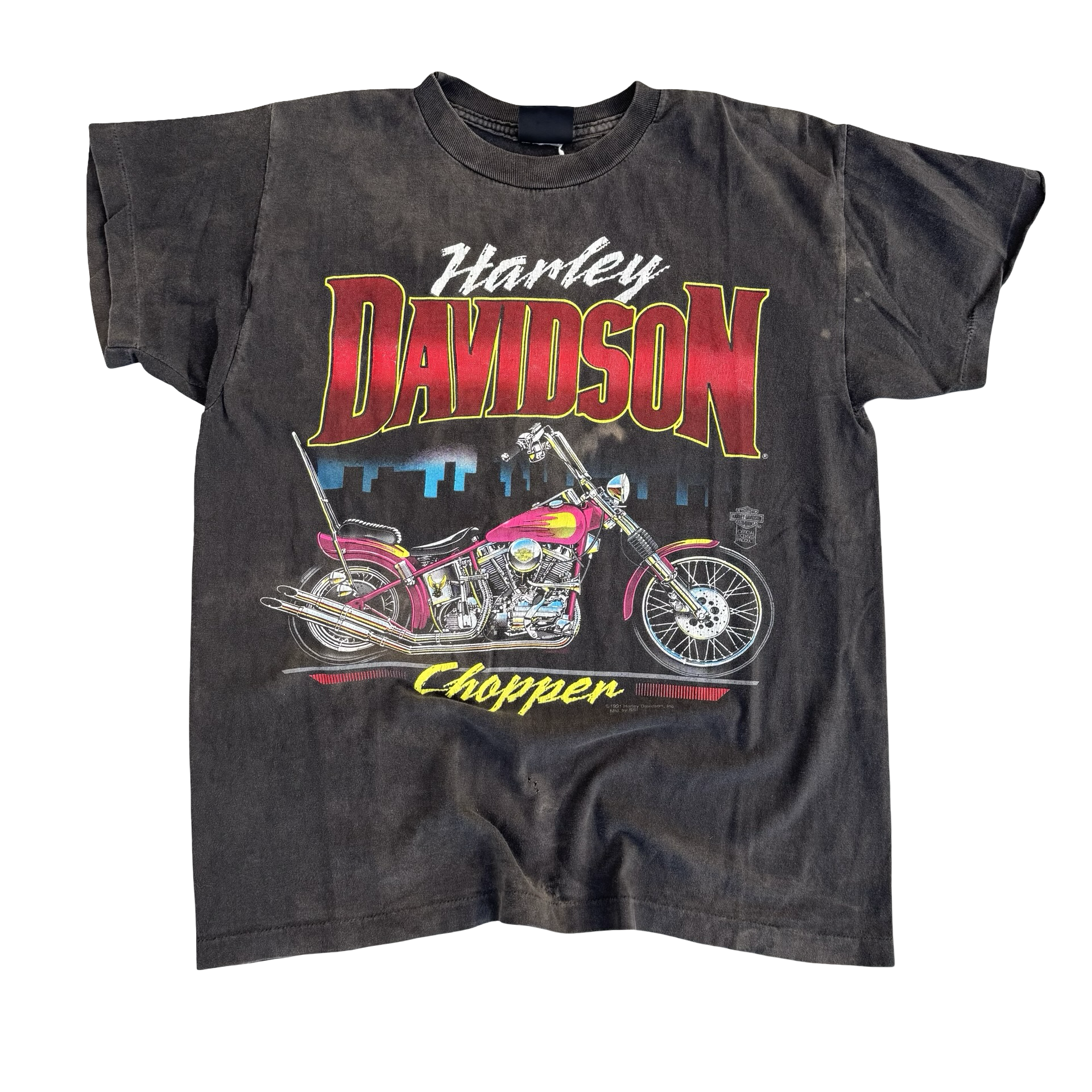 90’s Harley Davidson Chopper Tee Distressed & Faded Size L