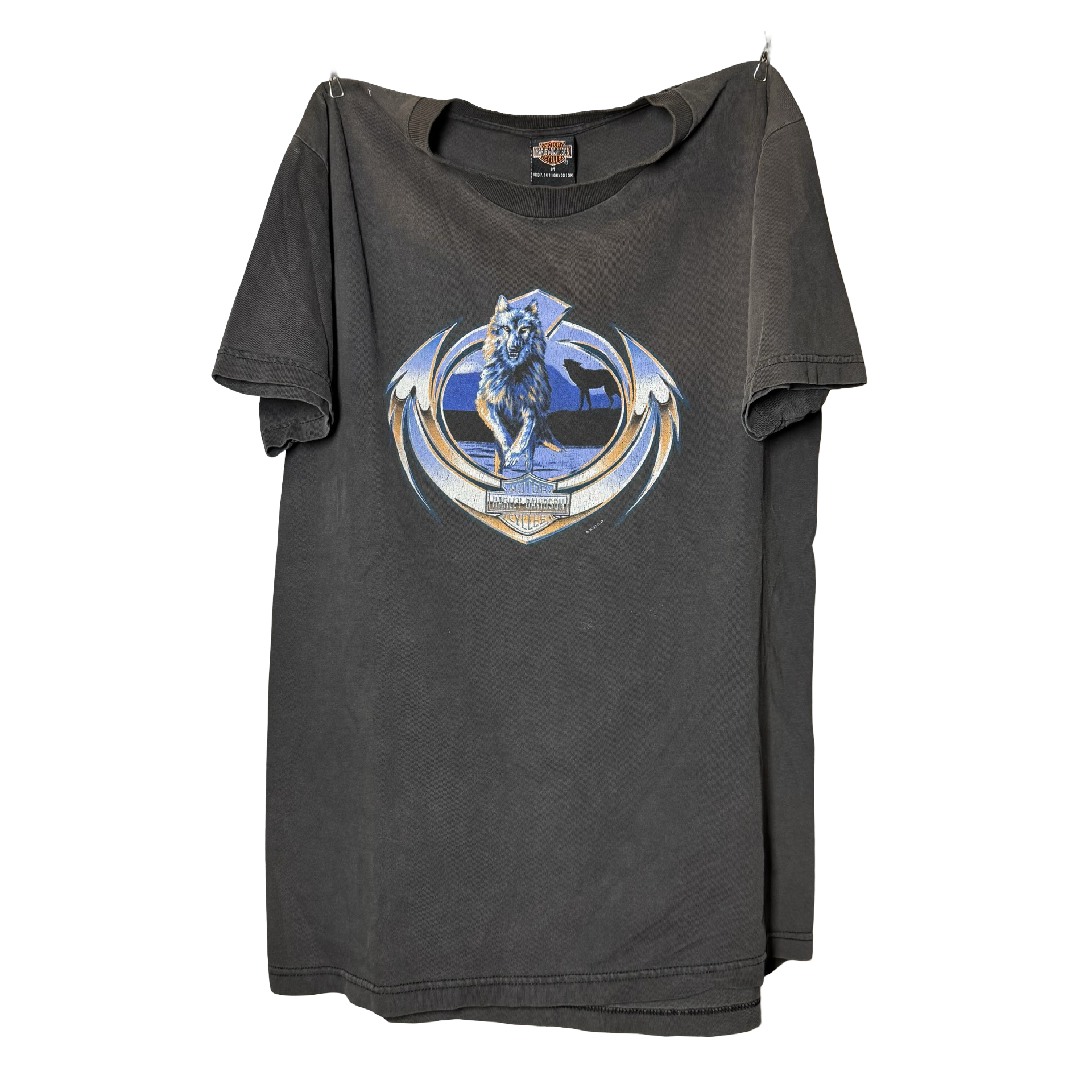 Y2K Harley Sun Faded Wolf Tee Size M