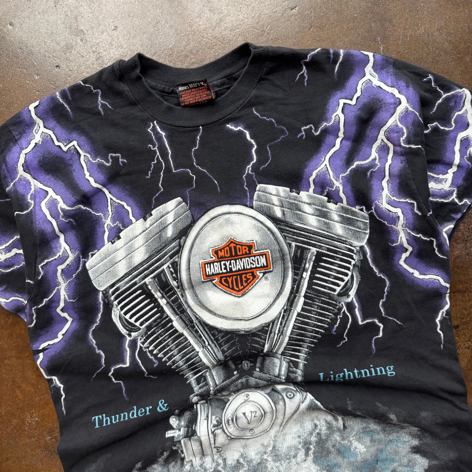 90’s Harley Thunder and Lightning AOP Tee (M/L)