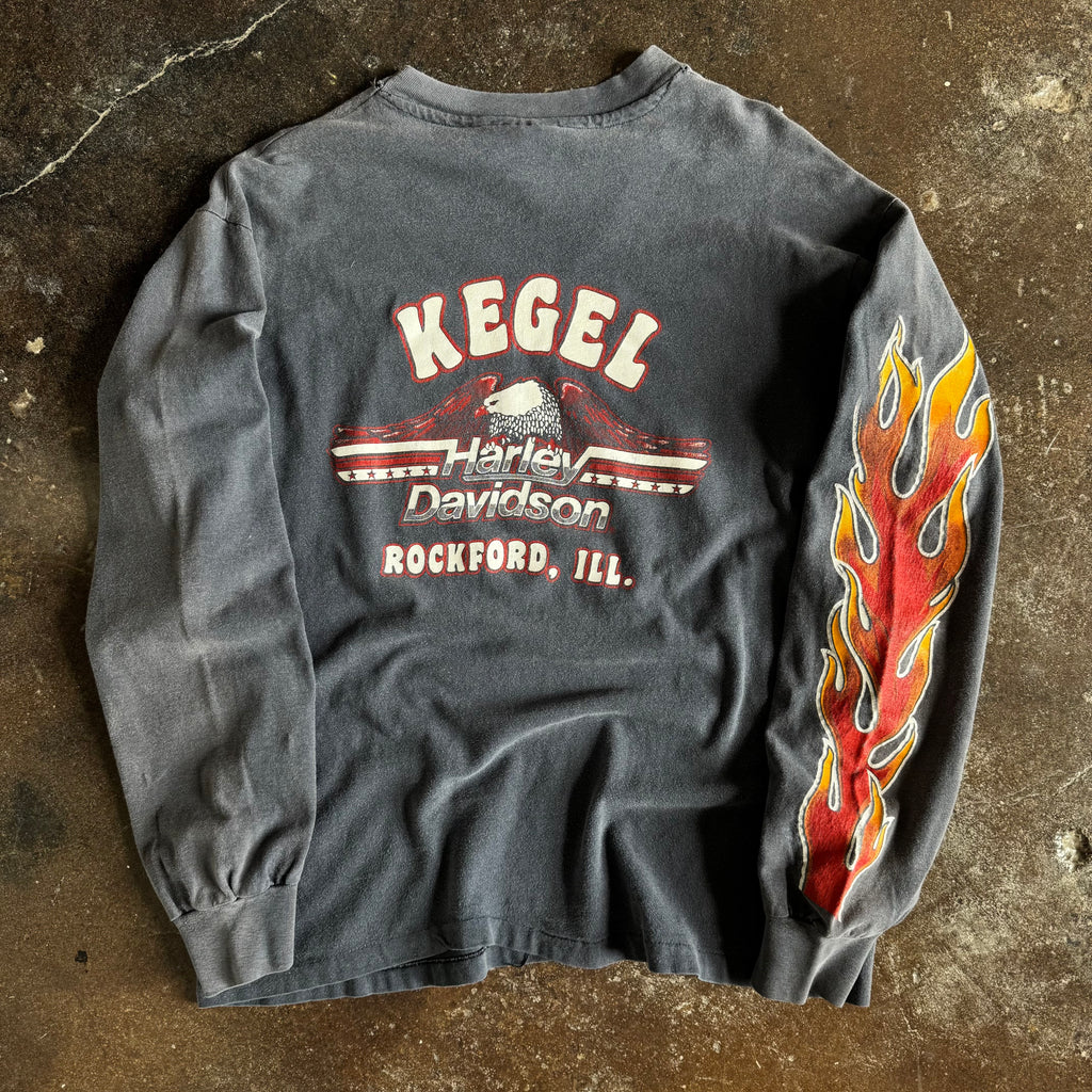 80’s Harley Flame Ball Sun Faded Single Flame Longsleeve (L)