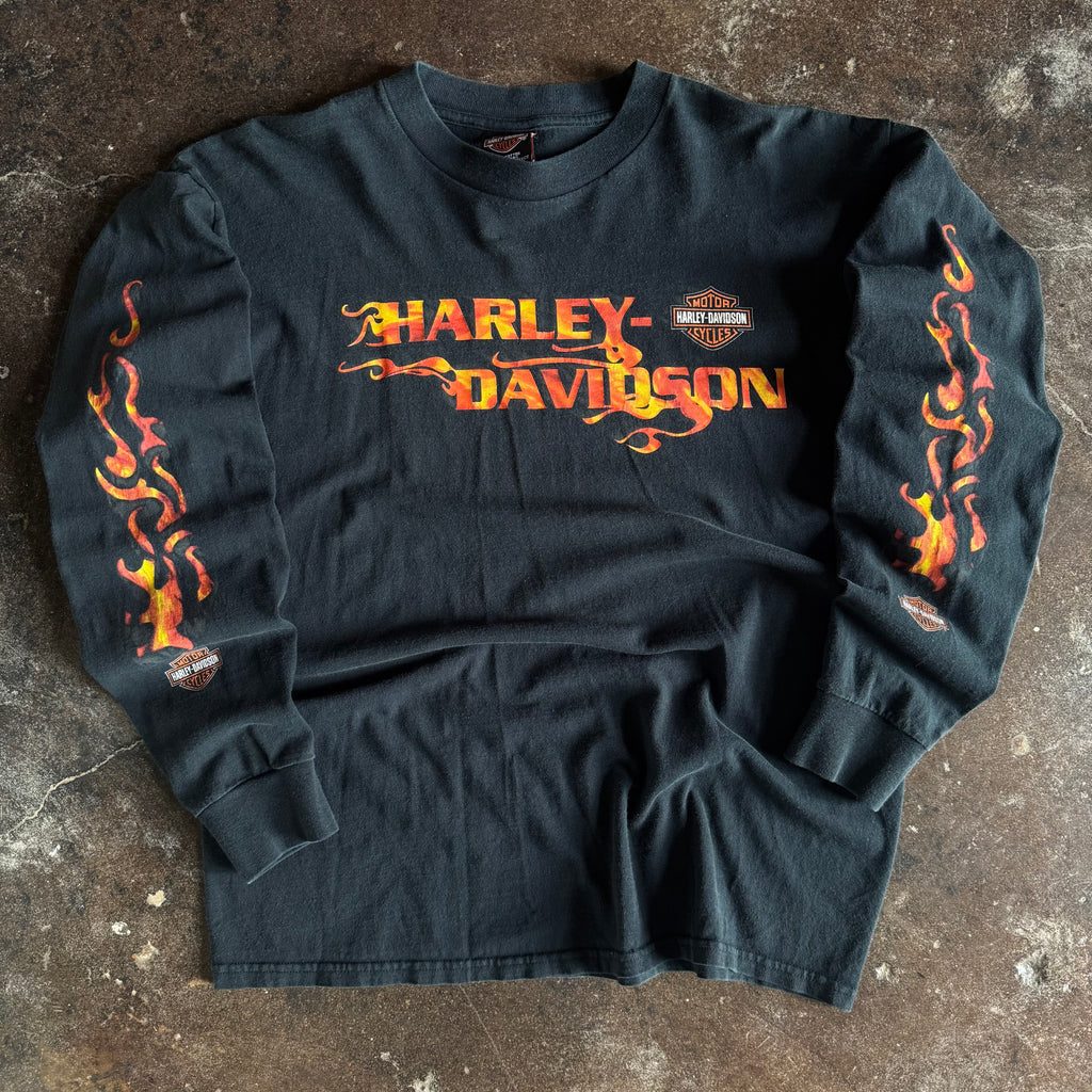 Y2K Harley Flame Spellout Longsleeve (L)