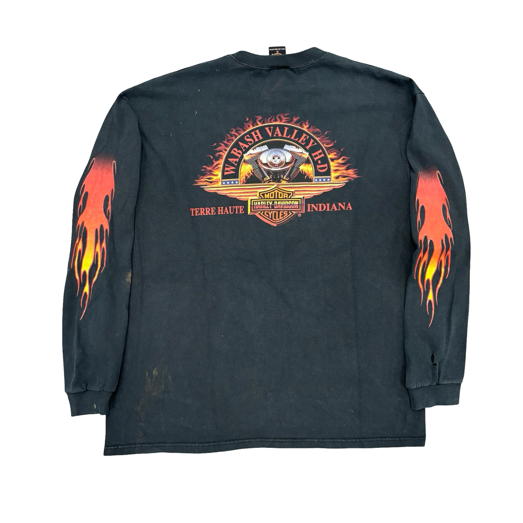 Y2K Harley Flame Emblem Longsleeve Tee Size XL