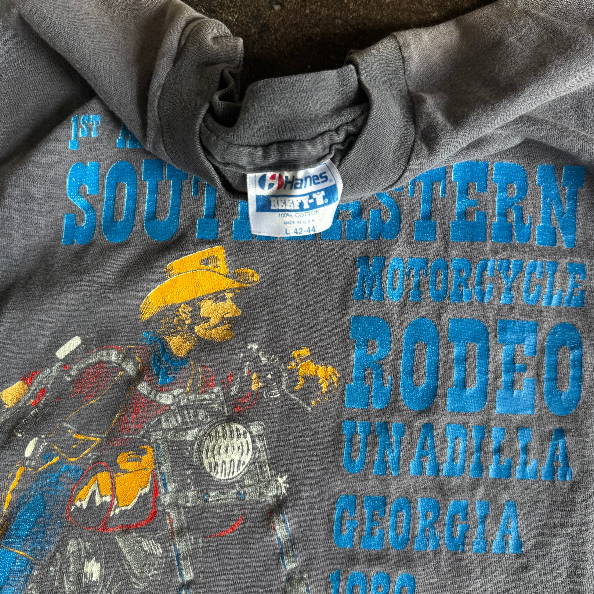 80’s Biker Rodeo Sun Faded Cut-Off Tee (L)
