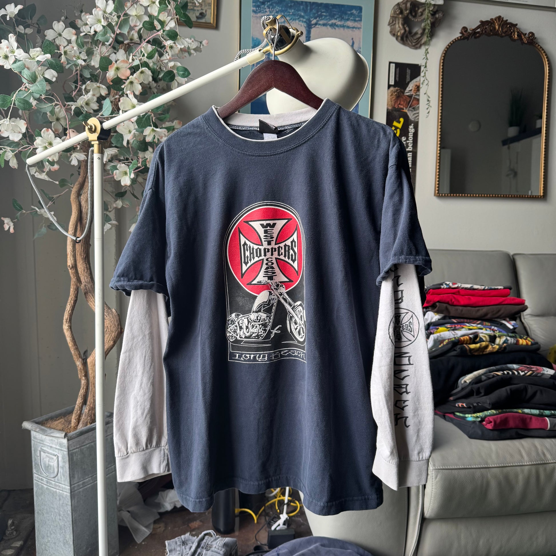 Y2K West Coast Choppers Layered Longsleeve Tee Size L