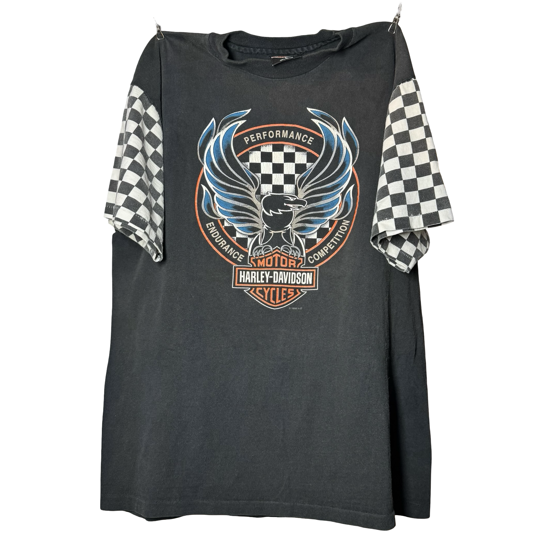 90’s Harley Checkered Sleeve Competition Tee Size L