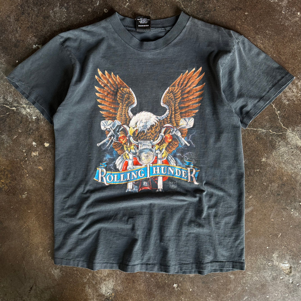 90’s Harley 3D Emblem Rolling Thunder Sun Faded Tee (L)