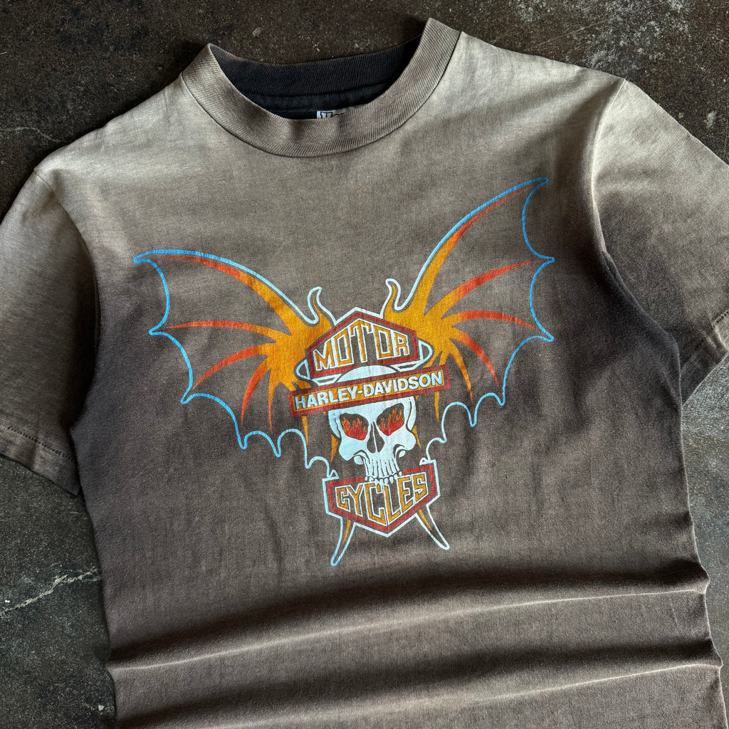 80’s Harley Bat Skull Denver CO Sun Faded Tee (S)