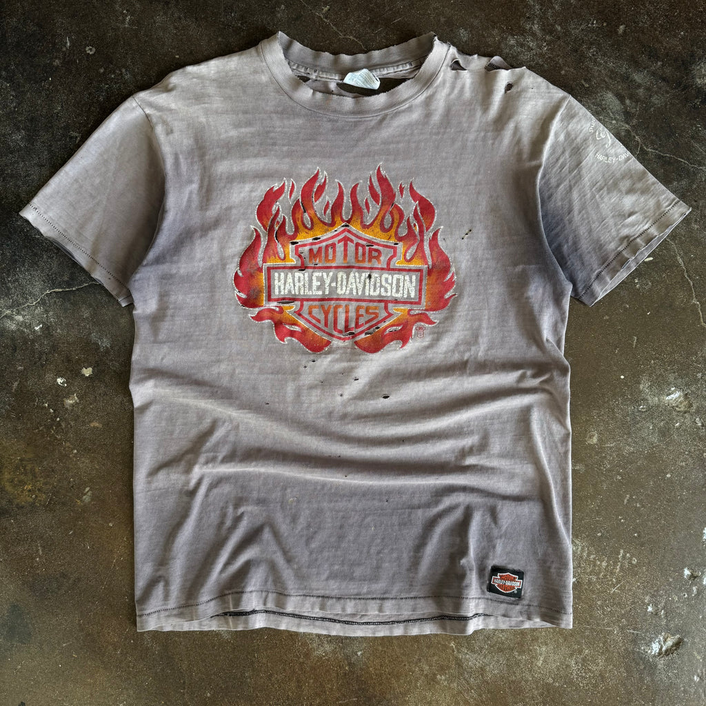 80’s Harley Thrashed & Faded Flame Ball Tee (XL)
