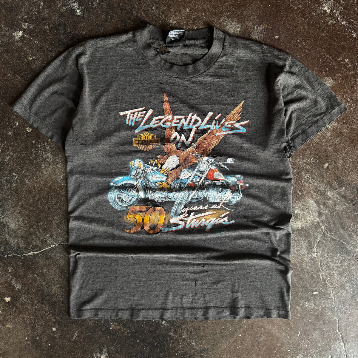 90’s Harley 3D Emblem Thrashed Tee (L)
