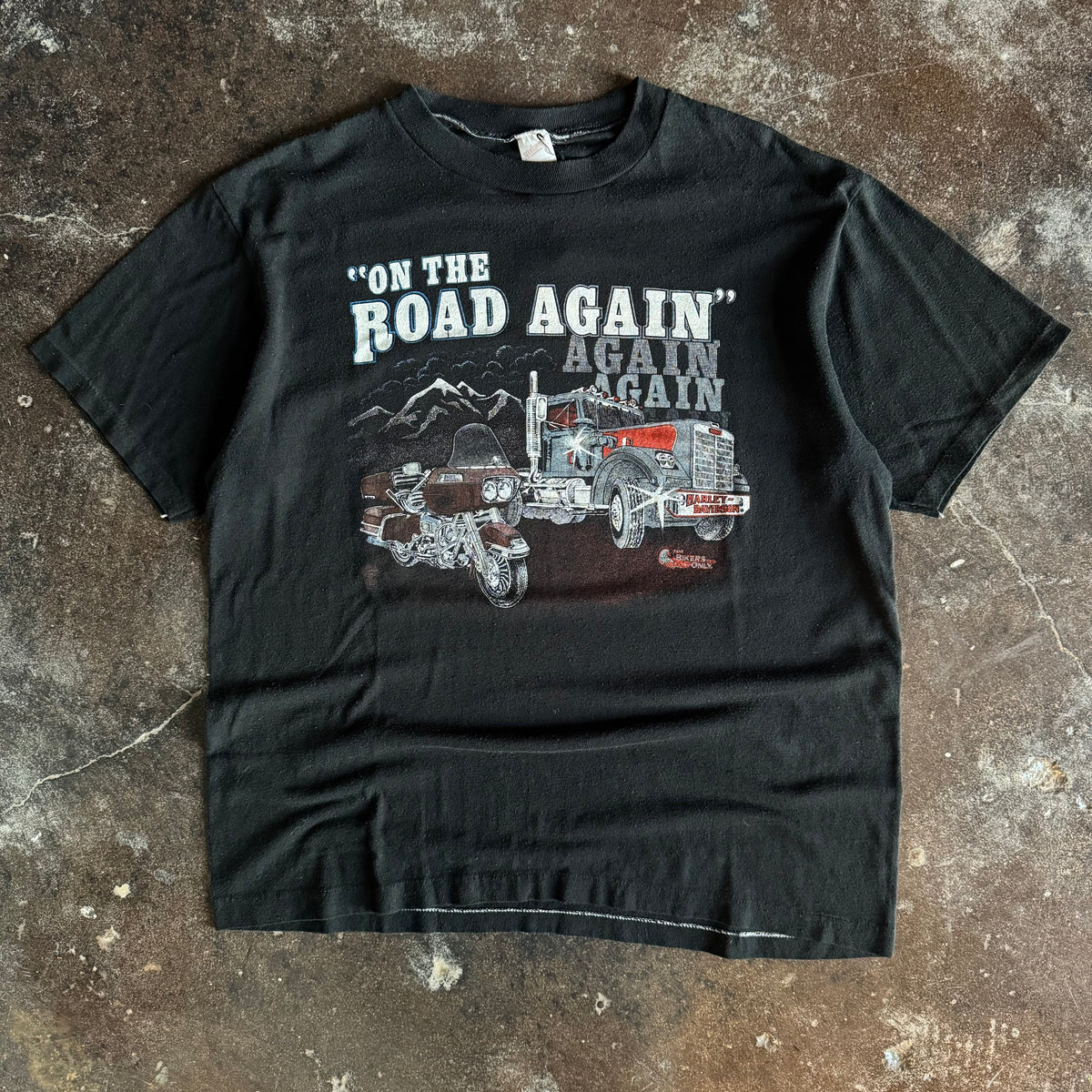 80’s Harley “On The Road Again” Bikers Only Tee (XL)
