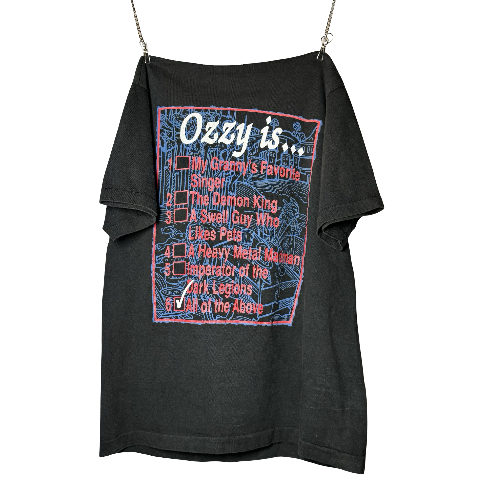 80’s Ozzy Osbourne Backstage Pass Checklist Tee Size M