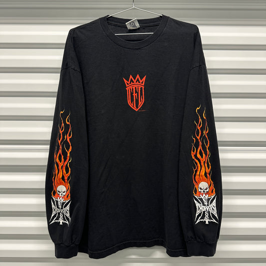 West Coast Choppers Flame Skull Red Longsleeve Size XXL