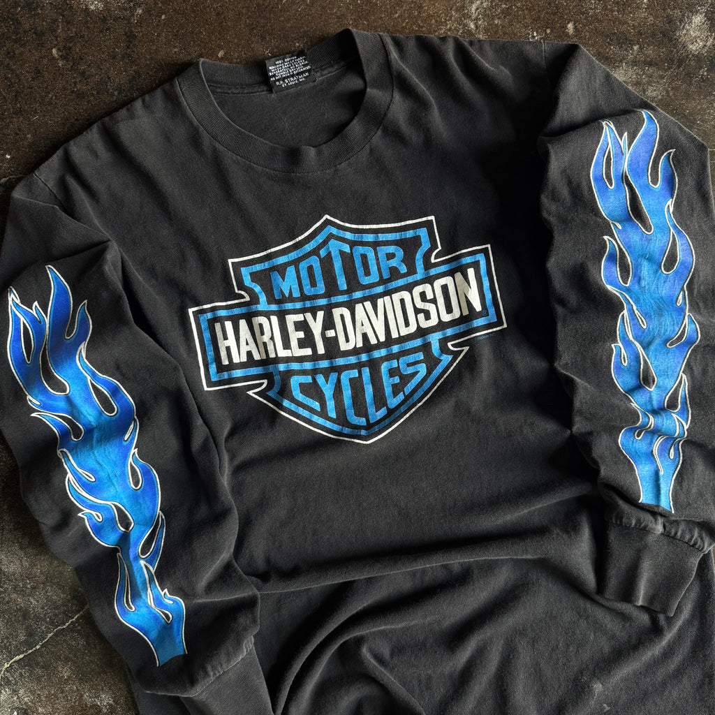 90’s Harley Blue Flame Emblem Longsleeve (XL)
