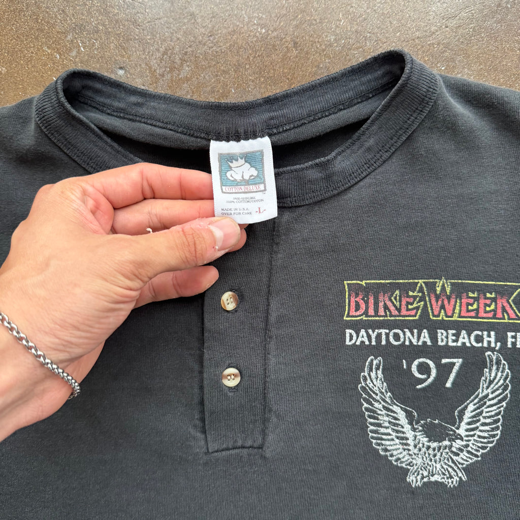 90’s Bike Week Flame Long-Sleeve Henley (L)