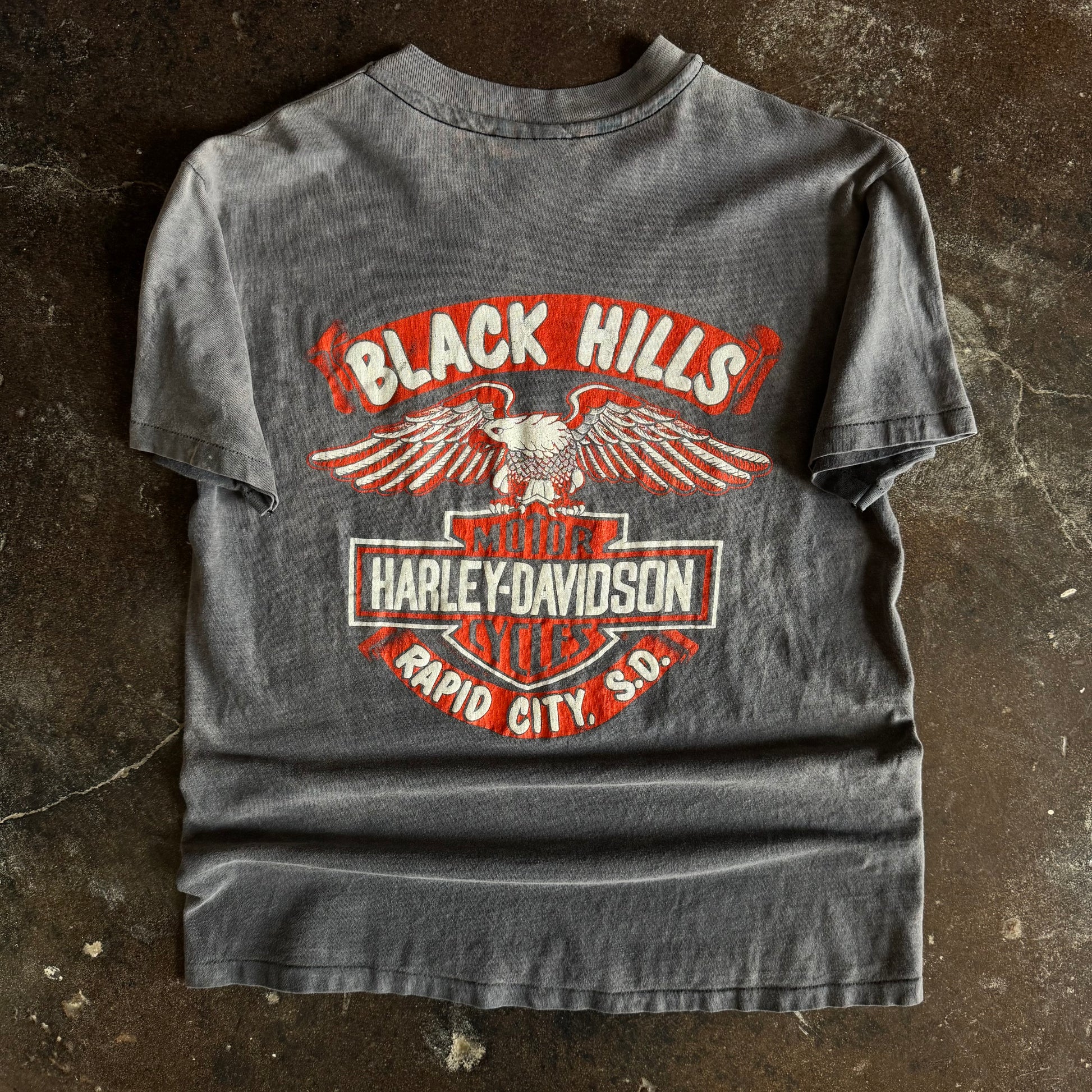 80’s Harley Rendezvous Black Hills Sun Faded Tee (L)