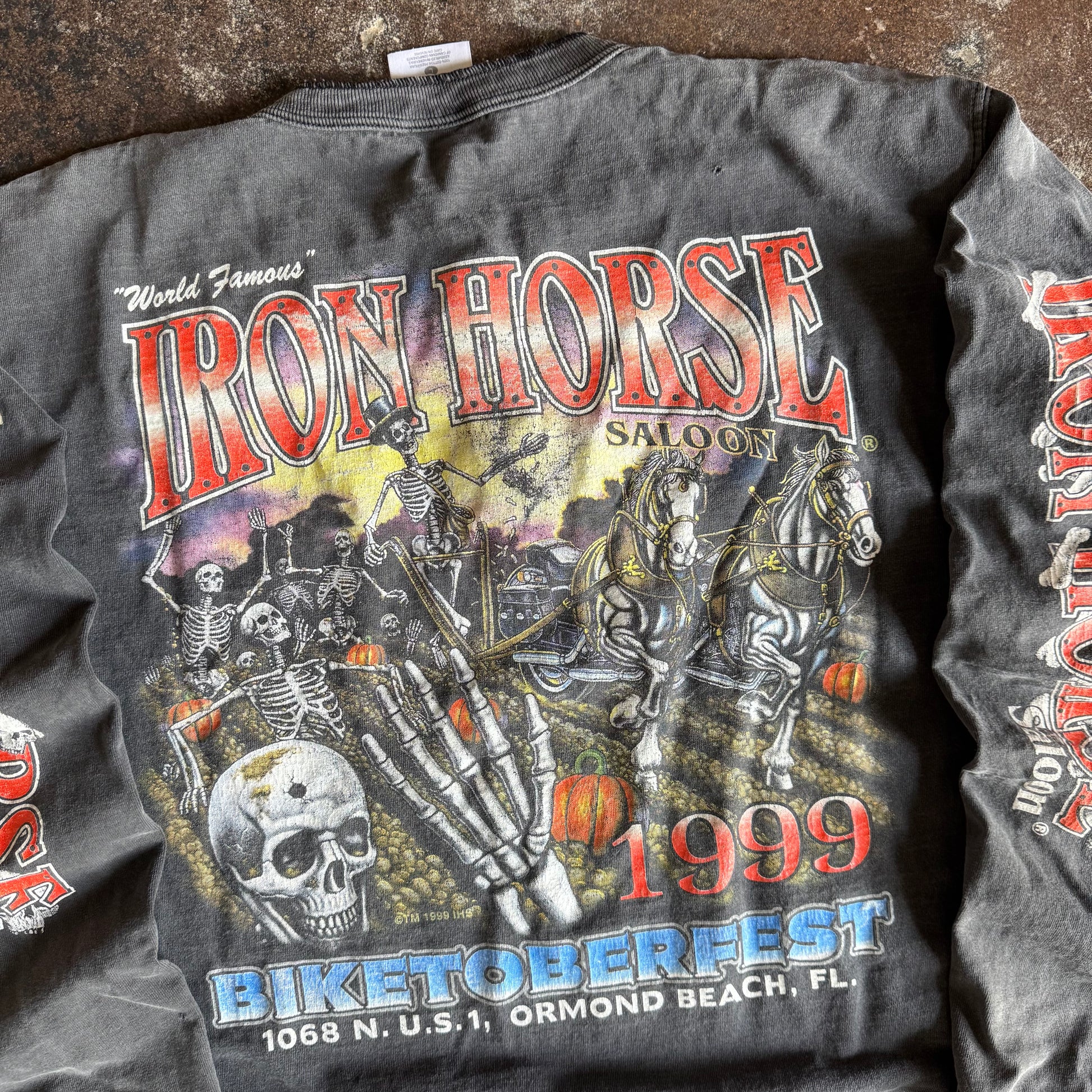 90’s Iron Horse Sun Faded Skelly Henley Tee (L)