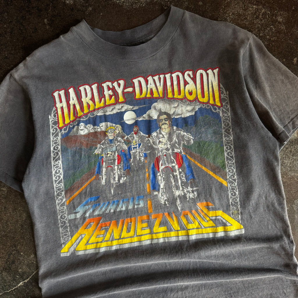 80’s Harley Rendezvous Black Hills Sun Faded Tee (L)