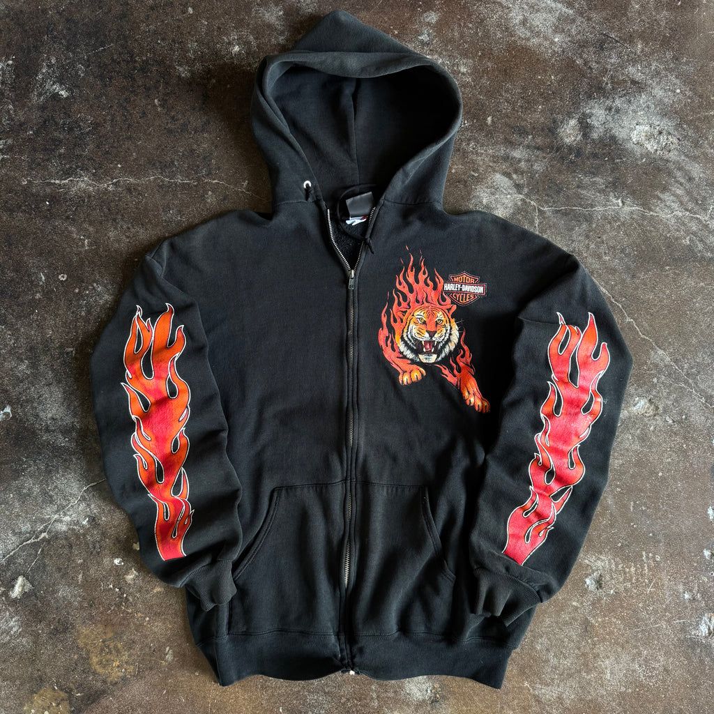 90’s Harley Untamed Flame Zip-Up Hoodie (XL)