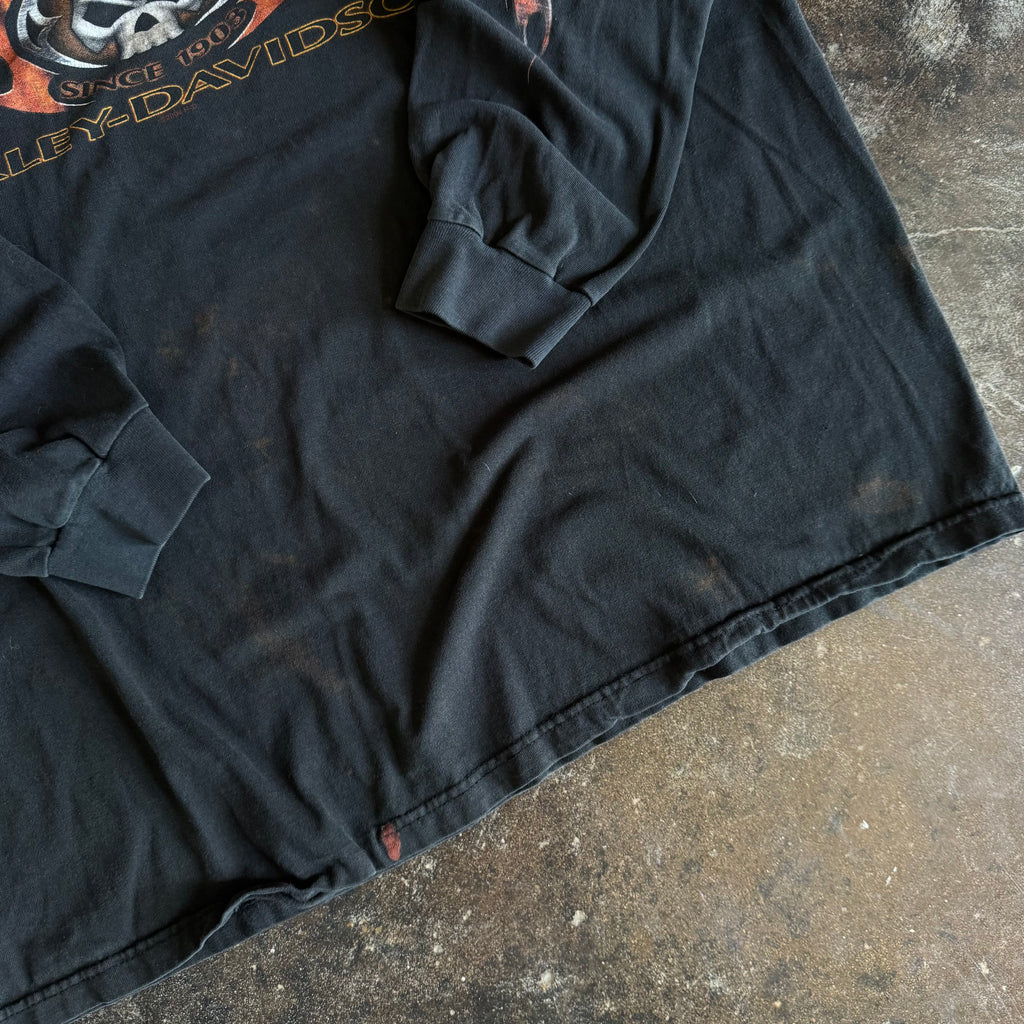 Y2K Harley Davidson Flame Skull Longsleeve (XXL)