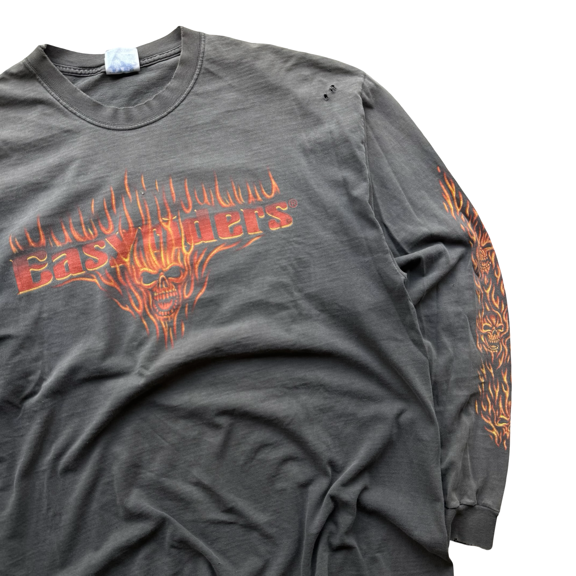 90’s Easyriders Flame Skull Sun Faded Longsleeve Tee Size XL