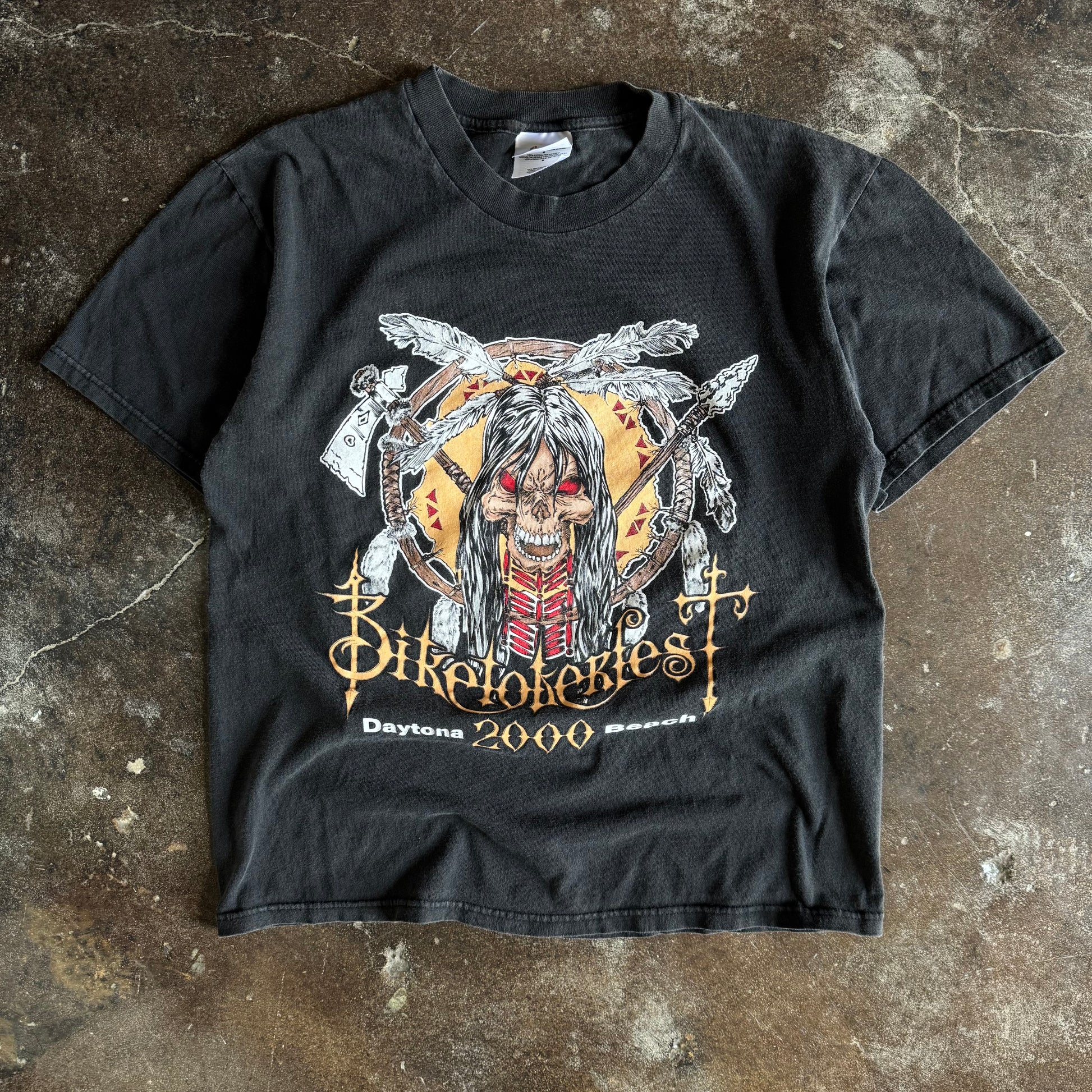 Y2K Biketoberfest Tribal Skull Arrowhead Tee (M)