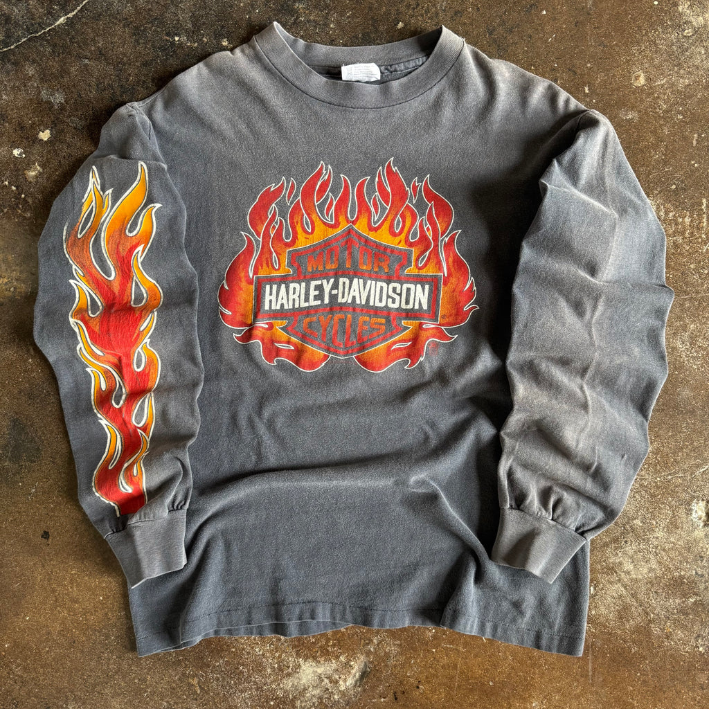 80’s Harley Flame Ball Sun Faded Single Flame Longsleeve (L)
