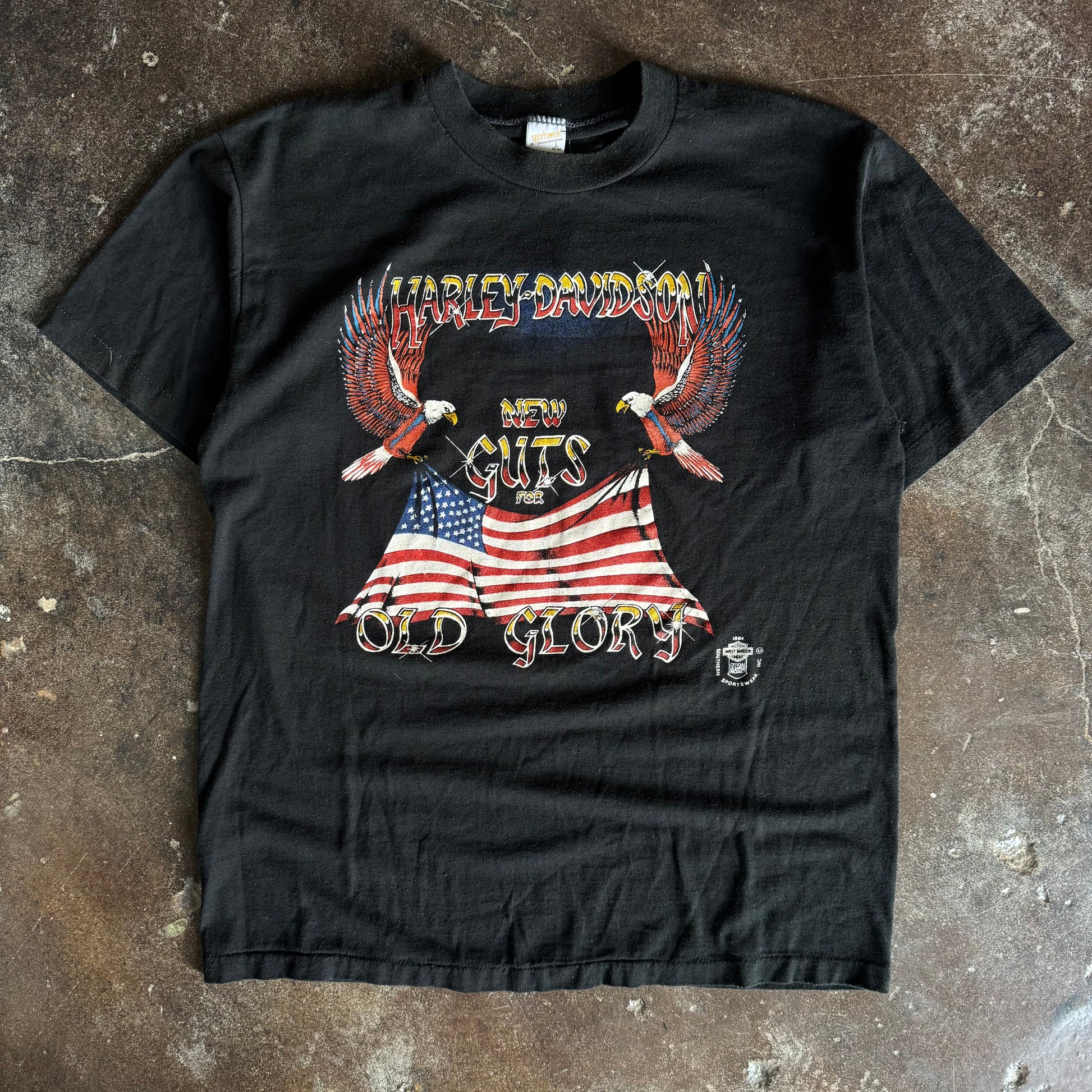 80’s Harley “New Guts, Old Glory” Eagle Tee (L)