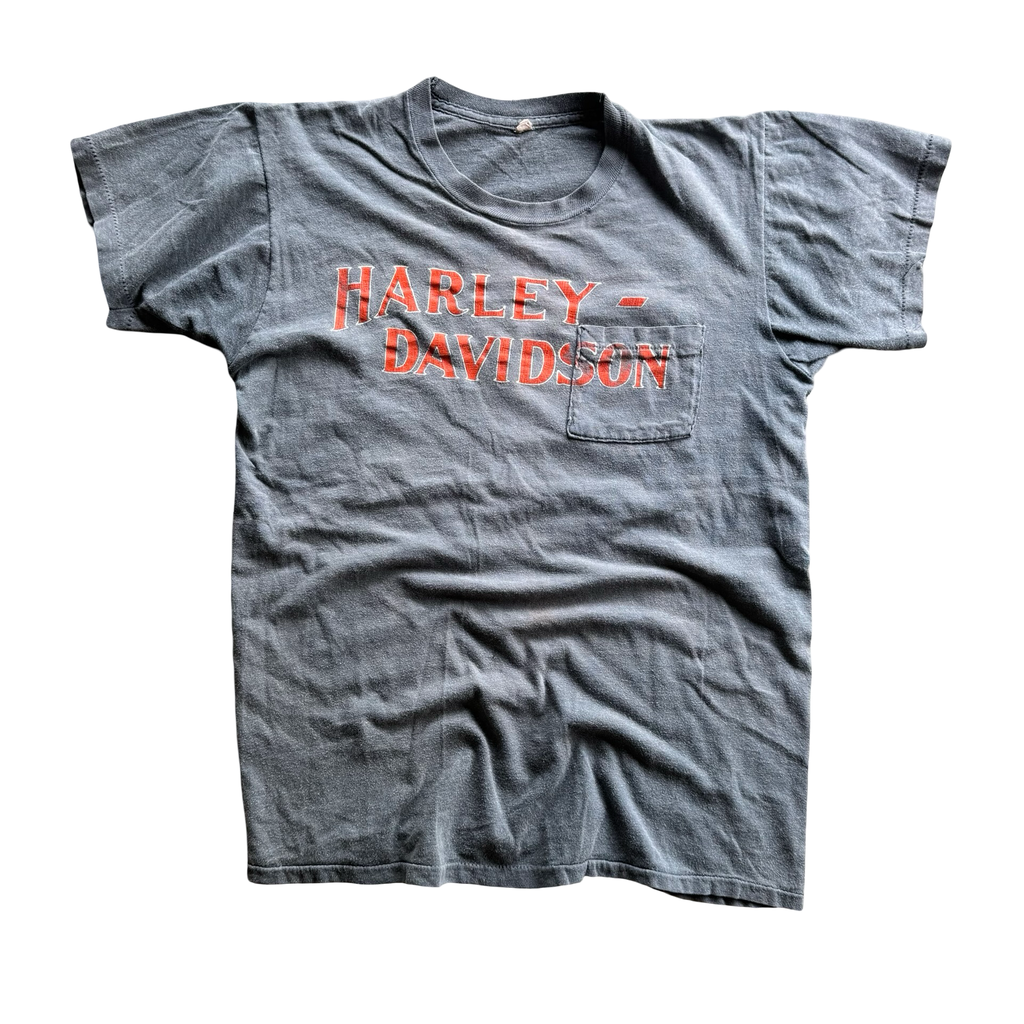 70’a Harley Keystone Spellout Sun Faded Pocket Tee Size L