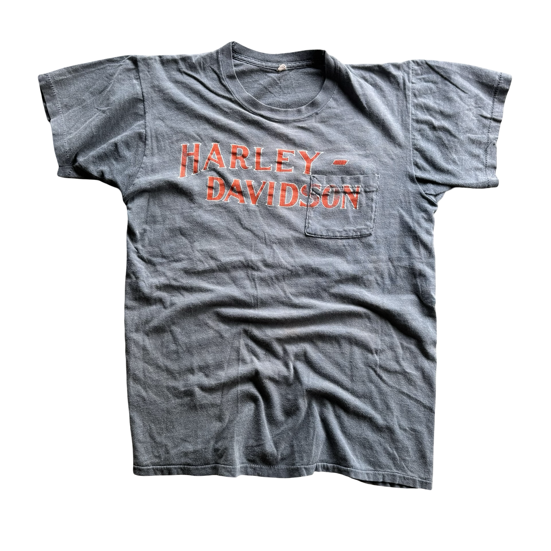70’a Harley Keystone Spellout Sun Faded Pocket Tee Size L