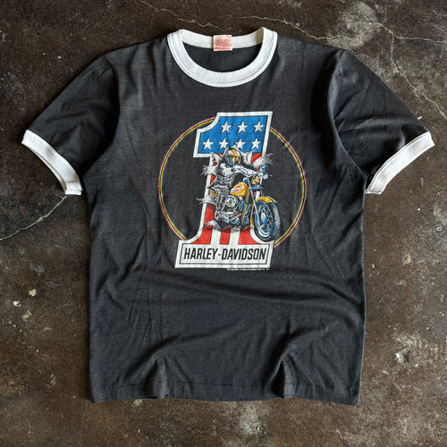70’s Harley Davidson Racing Breakthrough Ringer Tee (M/L)