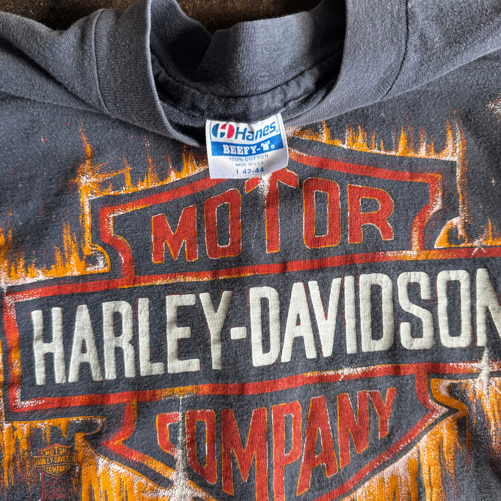 80’s Harley Shining Shield Sun Faded Flame Longsleeve (L)