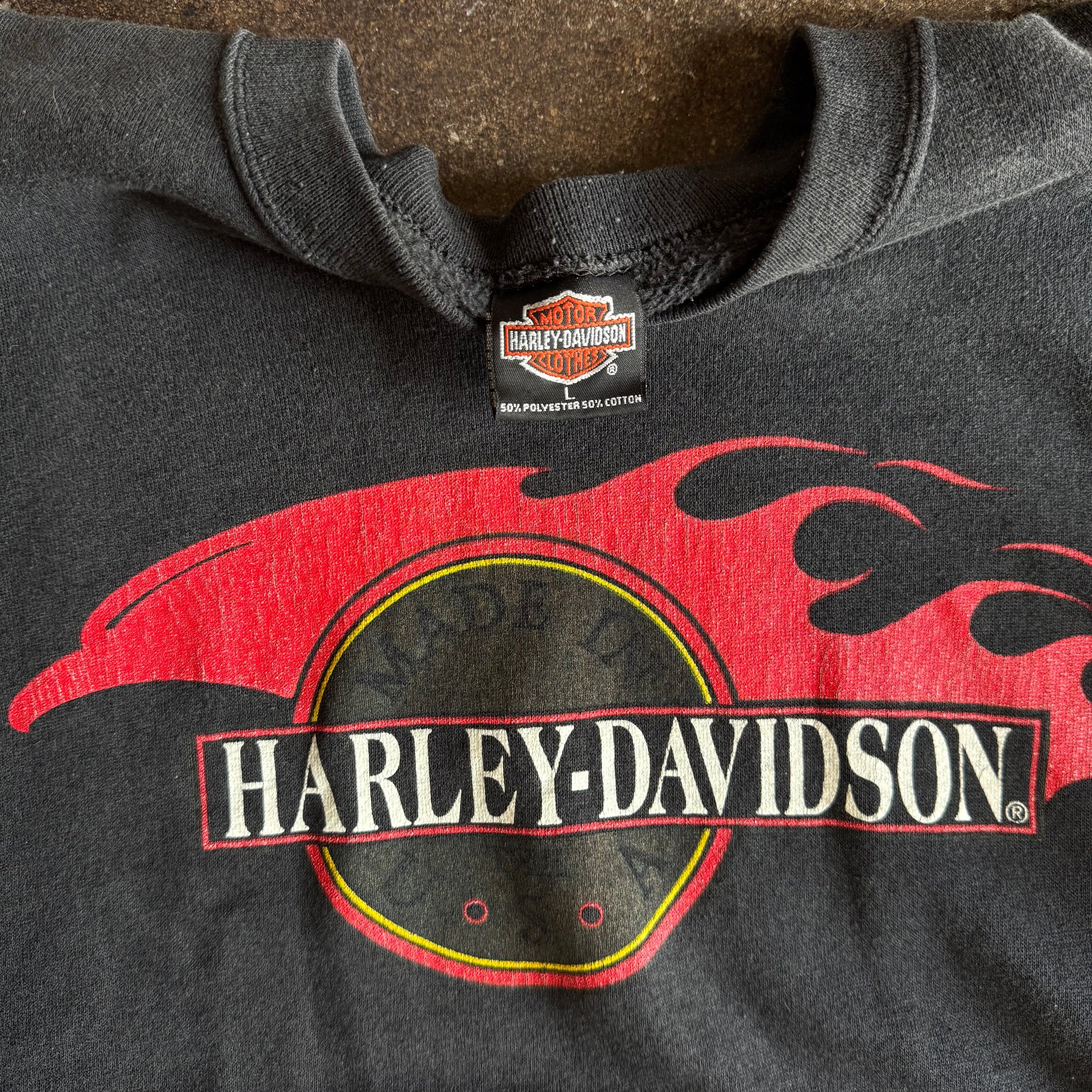90’s Harley Flaming Eagle Crewneck Sweatshirt (L)