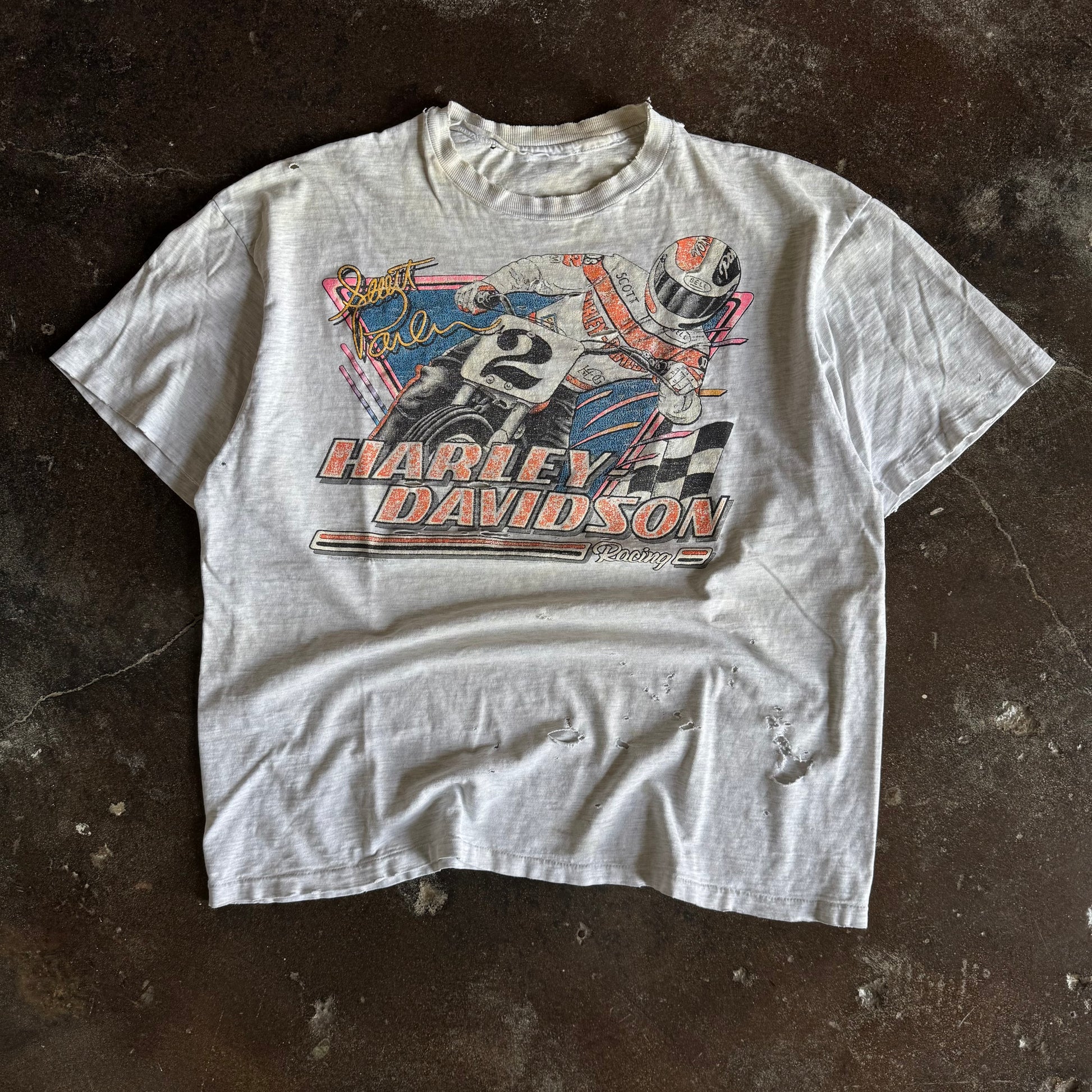 80’s Harley Davidson Distressed Racing Tee (XL)