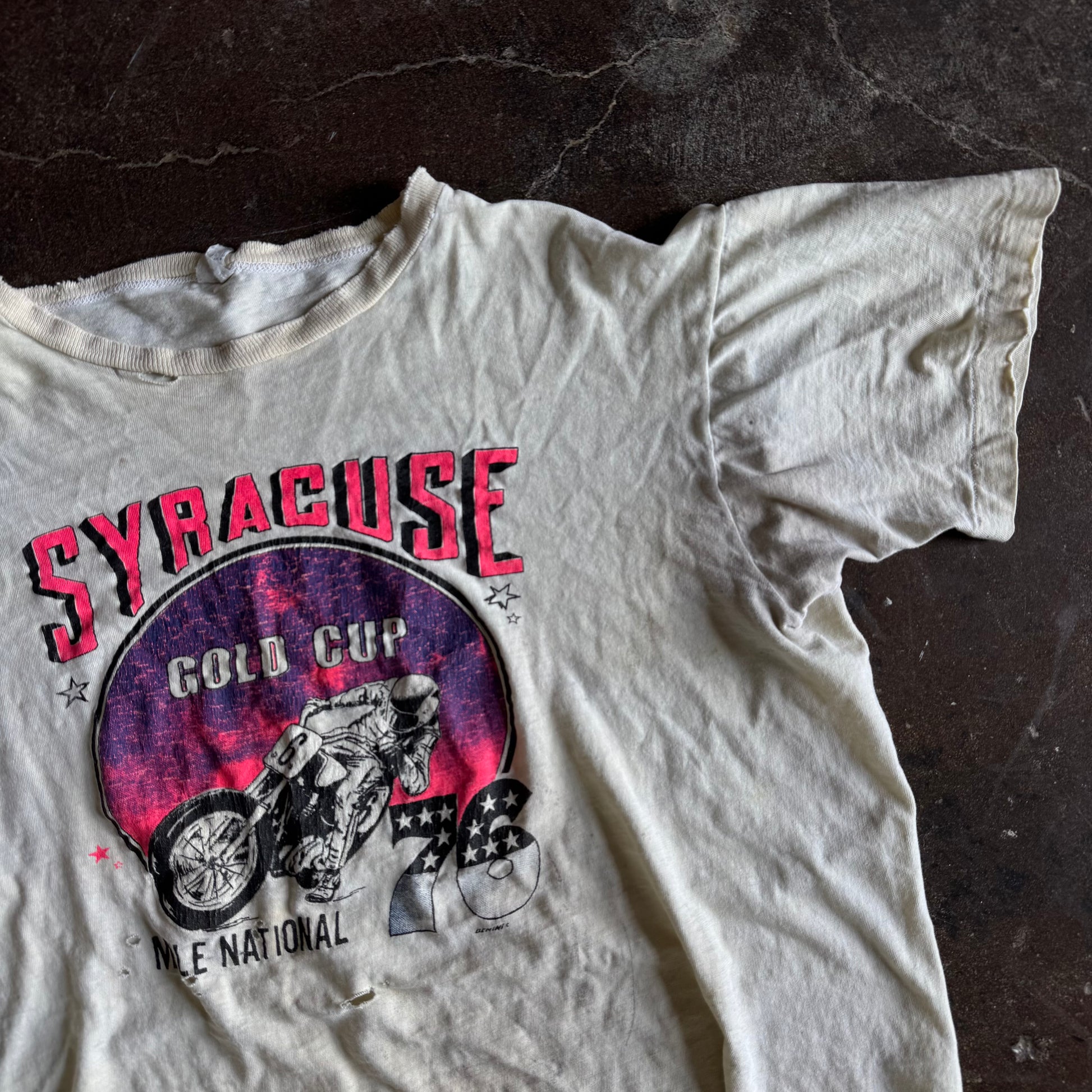 70’s Motorcycle Drag Race Syracuse Gold Cup Tee (L)