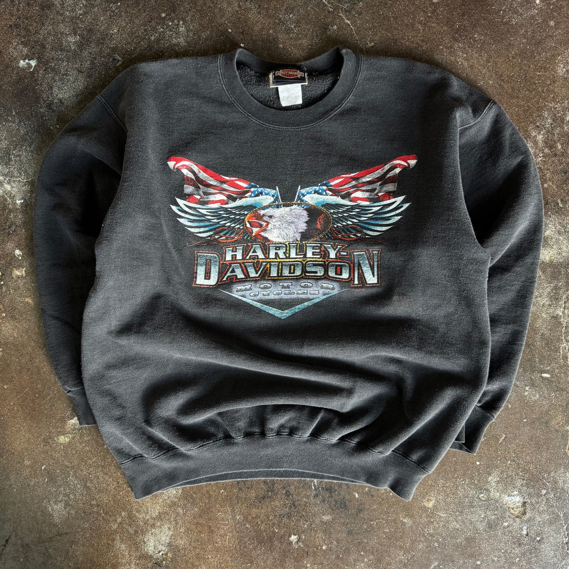 90’s Harley Flag Winged Eagle NY Sweatshirt (L)